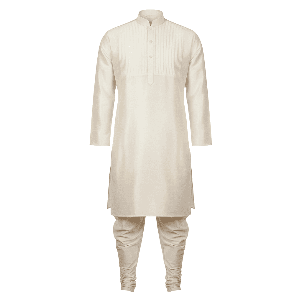 Men's Silk Kurta Set — Ivory